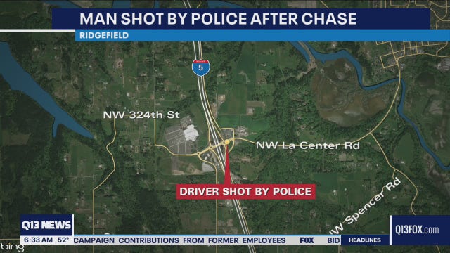 Man shot by police after chase on I-5 in Clark County