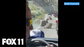Video: Boulders everywhere on California freeway after earthquake strikes area