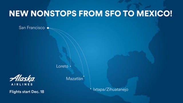 Alaska Airlines adds nonstop flights between San Fransisco and Mexico