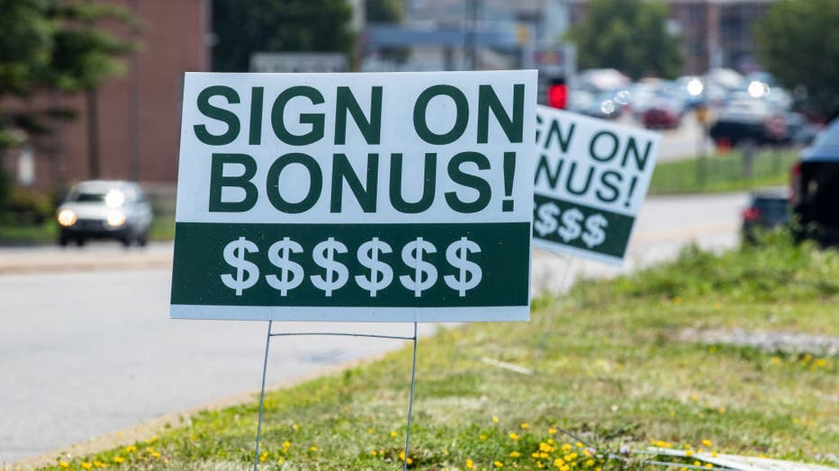 A sign reading