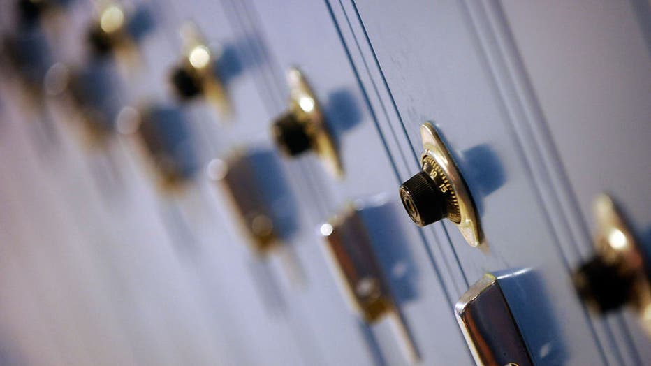 (012510, South Hadley, MA)  Rows of lockers line the hall of South Hadley High School on Monday, January 25, 2010. Staff photo by Christopher Evans saved in Tuesday