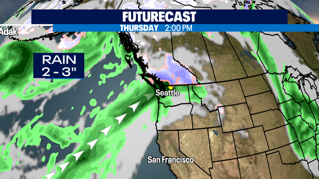 Weather Alert Thursday as another strong storm hits the NW delivering heavy rain and wind!
