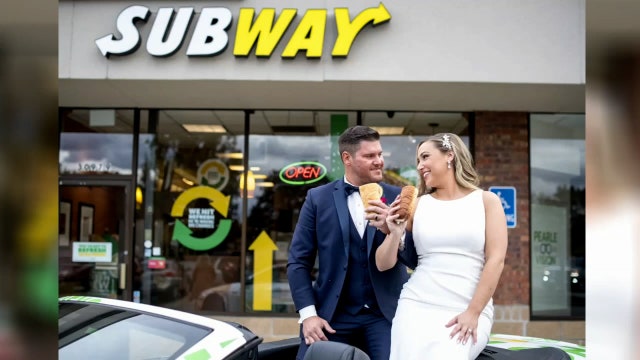 Michigan couple takes wedding photos where they met -- at Subway