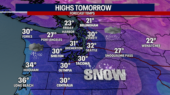 Most of Western Washington to see snow late Saturday through Sunday