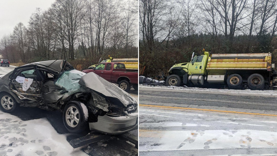 1 injured in Stanwood crash involving car, plow truck