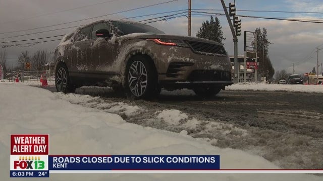 Slick driving conditions and road closures in South King County