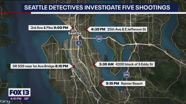 Violent night: Seattle police investigating 5 shootings; 2 seriously hurt