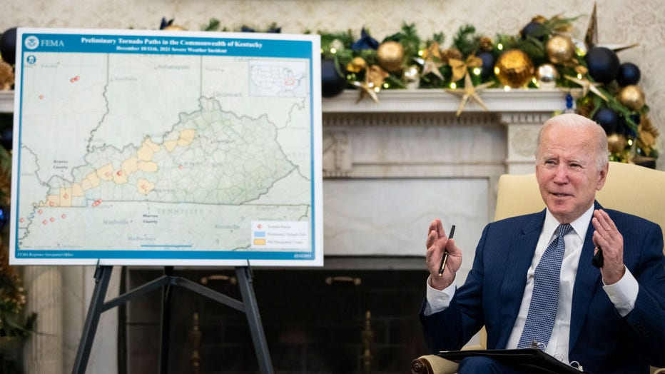 President Biden Receives Briefing On Midwest Tornadoes