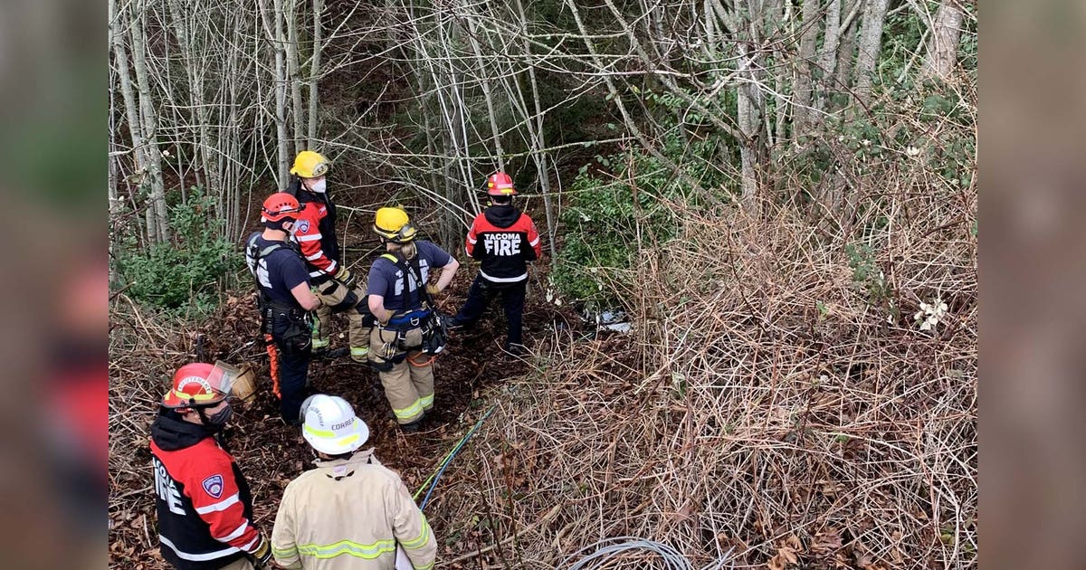 2 rescued after car goes over embankment in Tacoma | FOX 13 Seattle