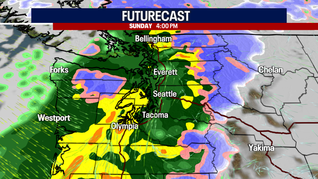 Heavy rain, mountain snow Sunday