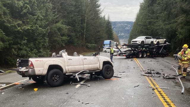 SR 18 back open near I-90 following crash involving semi, pickup trucks