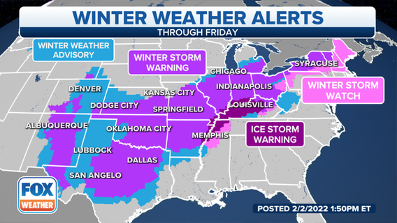 More than 100 million people in path of major winter storm hitting the South, Midwest and Northeast