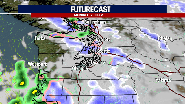 Lowland snow on Monday, with temps in the 20s later this week