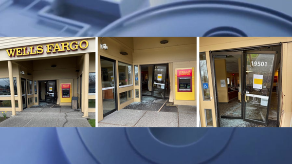 Vehicle backs into Monroe bank during attempted burglary