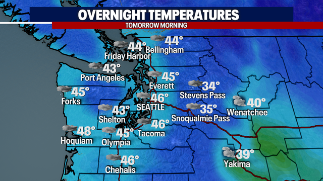 Seattle weather: Temperatures in the 60s tomorrow afternoon