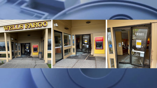 Vehicle backs into Monroe bank during attempted burglary