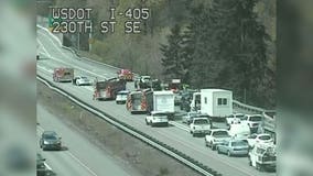 Northbound traffic backed up for 7 miles following car crash on I-405 near Bothell