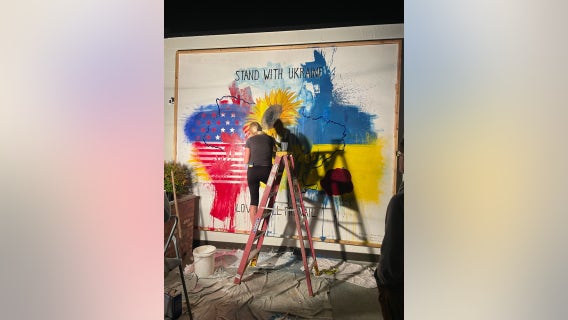 'Love Will Prevail:' Gig Harbor artist's mural in support of Ukraine vandalized
