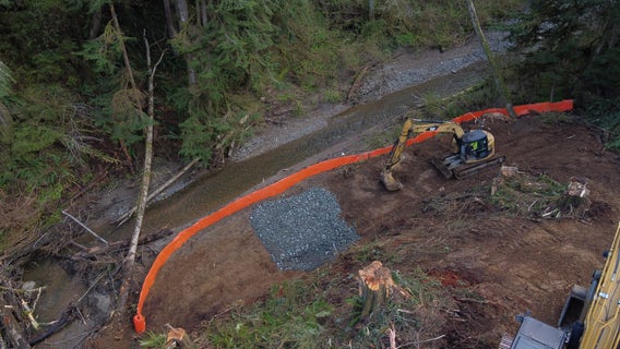 Work continues on Highway 112, collapsed during November flooding