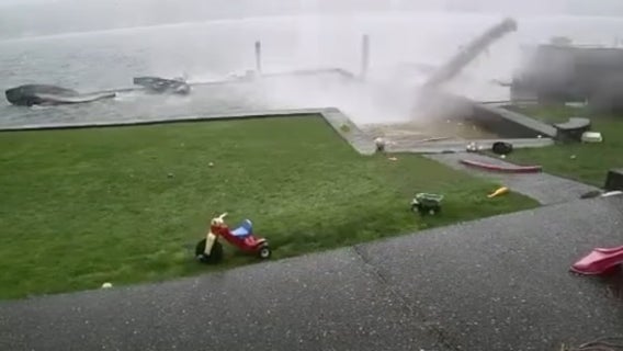 Watch: NWS confirms waterspout that wreaked wreaks havoc on dock in Washington