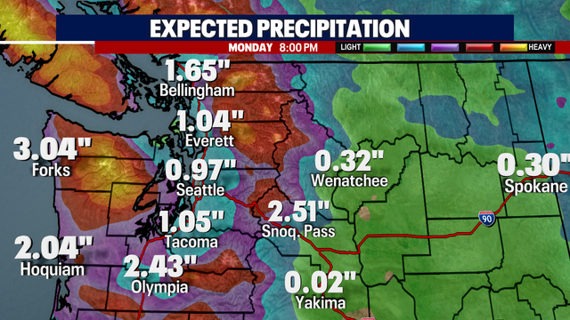 Mainly dry Saturday, heavy rain and mountain snow Sunday