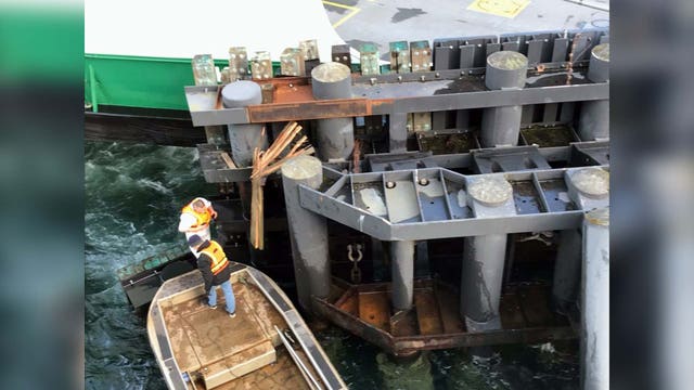 Crews evaluate damage at Seattle's Colman Dock following rough ferry landing