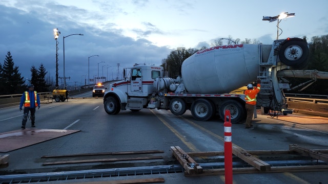 'It's a huge relief to get those first pours'; Work resumes on West Seattle Bridge, despite strike