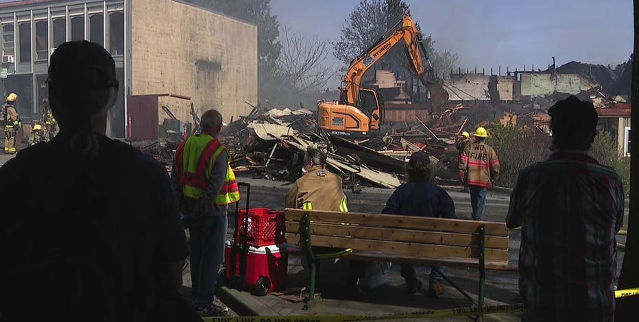 Crews working to control large fire in downtown Friday Harbor