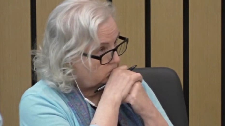 Nancy Crampton-Brophy appears in an Oregon courtroom for her murder trial. (KPTV/ pool camera)