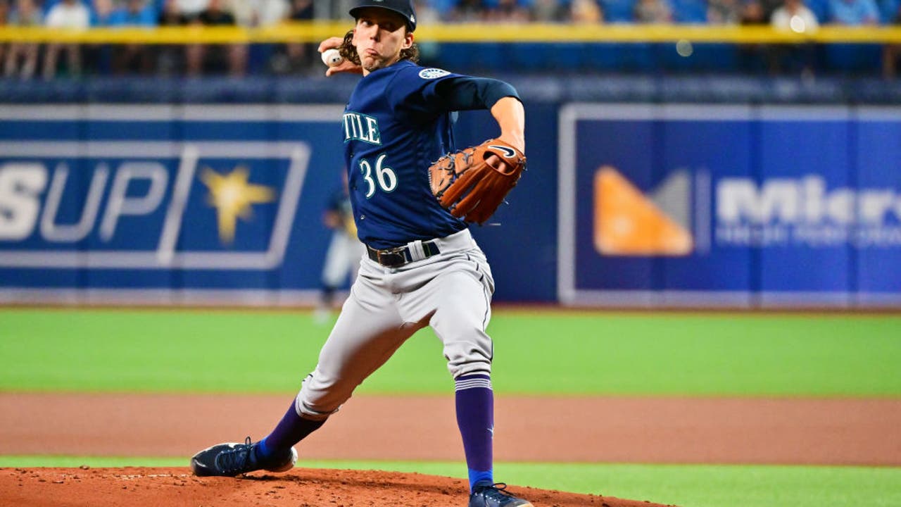 Logan Gilbert of the Seattle Mariners pitches in the first inning News  Photo - Getty Images