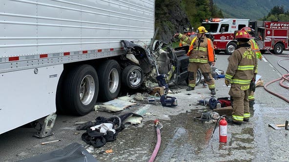 Pickup truck driver seriously hurt in crash with semi on I-90 near North Bend