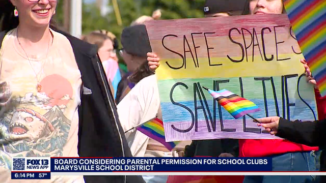 LGBTQ supporters rally against Marysville school board club policy proposal