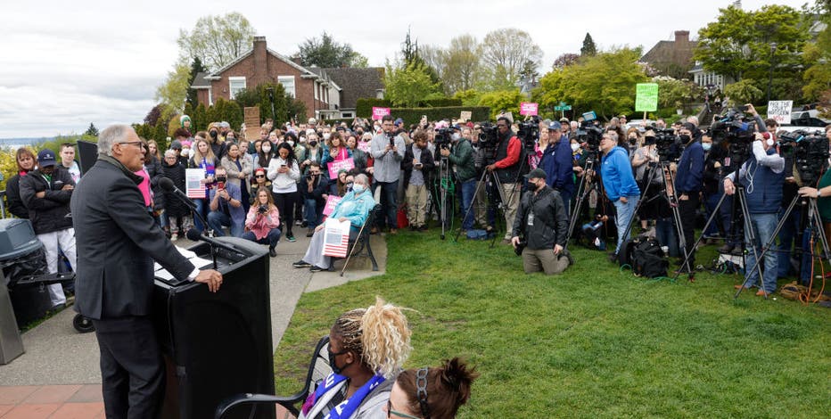 Washington Gov. Jay Inslee promises to defend abortion rights at Seattle rally