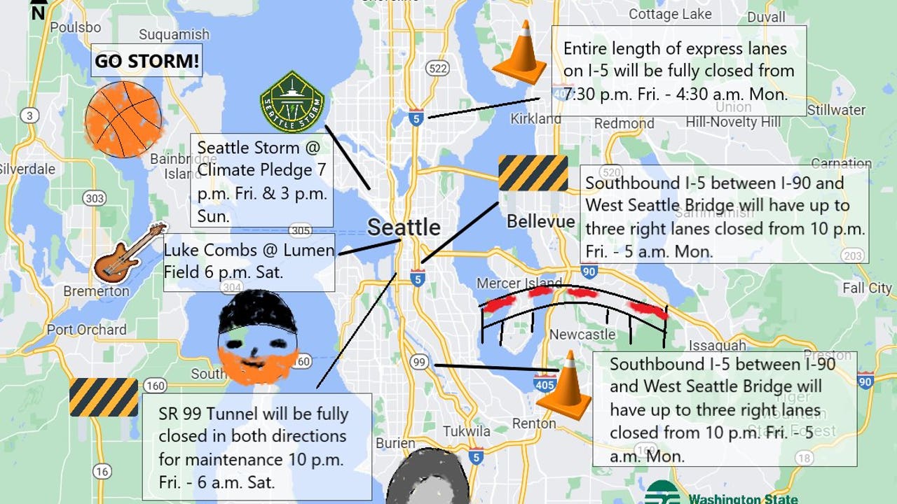 Construction projects and local events to create slow moving traffic this weekend