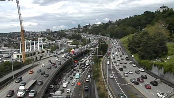 Deadly crash, police investigation caused backups in both directions of I-5 in Seattle for Friday's PM commute