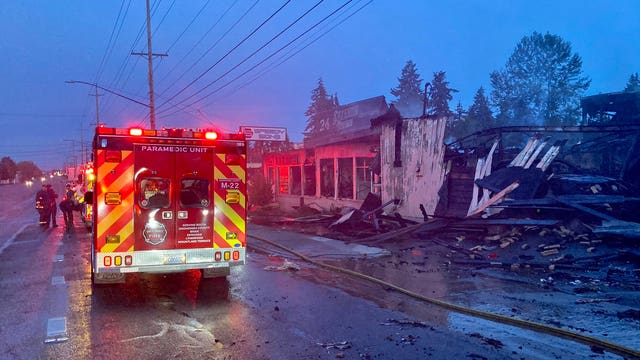 Several businesses burn in 'stubborn' overnight fire in Lynnwood