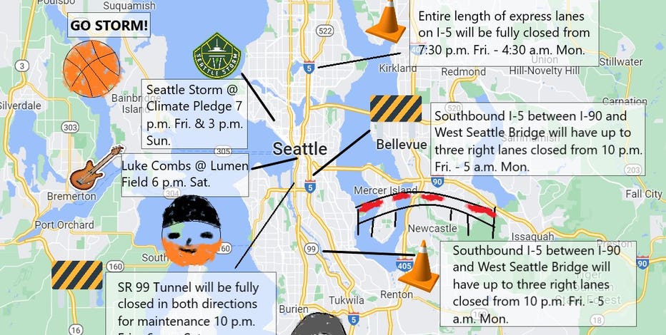 Wsdot Traffic Map Seattle Wsdot: Construction Projects And Local Events To Create Slow Moving Traffic  This Weekend