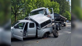 1 injured after truck crash in Redmond