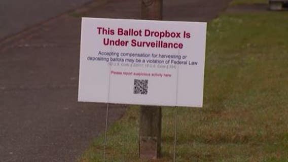 King County Elections calls for removals of unauthorized signs at ballot drop boxes