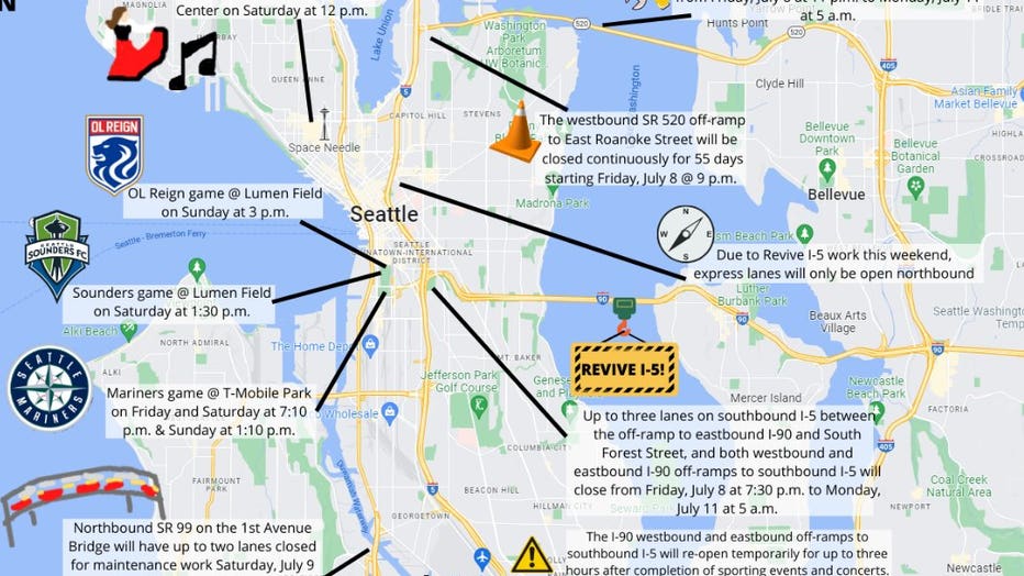 Construction projects could cause traffic snarls on big sports weekend in Seattle Construction projects could cause traffic snarls on big sports weekend in Seattle