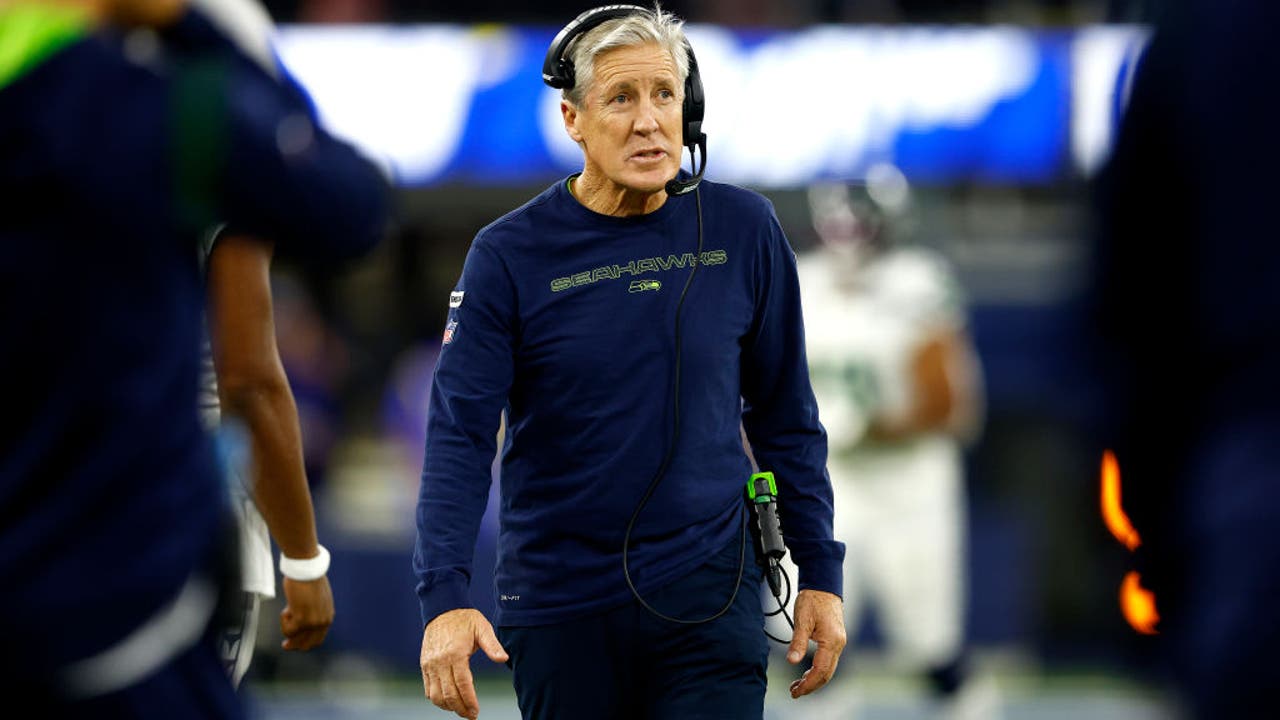 Head coach Pete Carroll of the Seattle Seahawks looks on during the News  Photo - Getty Images