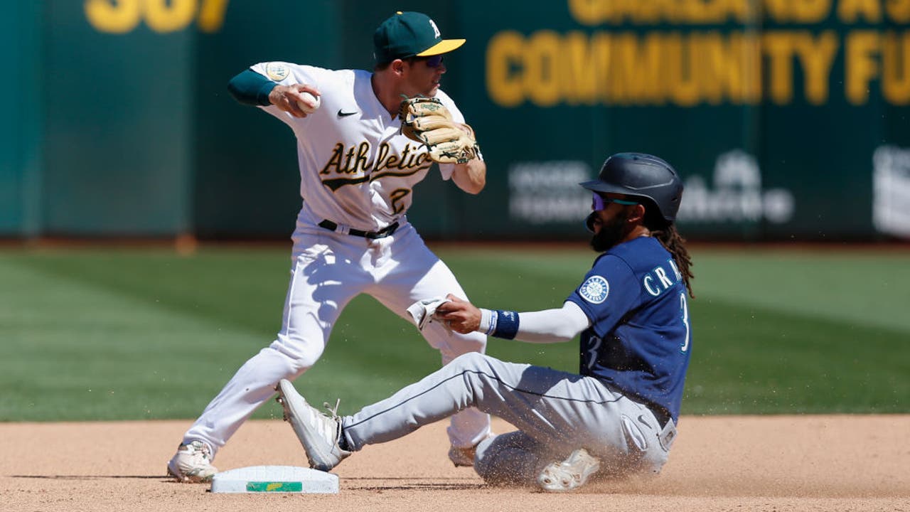 Shea Langeliers of the Oakland Athletics hits a home run in the sixth  News Photo - Getty Images