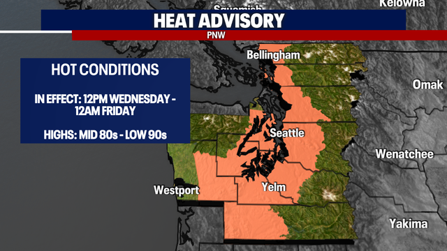 Seattle weather: Heat Advisory goes into effect Wednesday