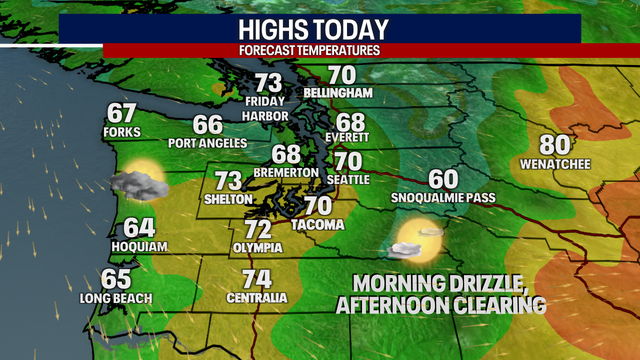 Light showers and cool temps Thursday, warmer weekend ahead