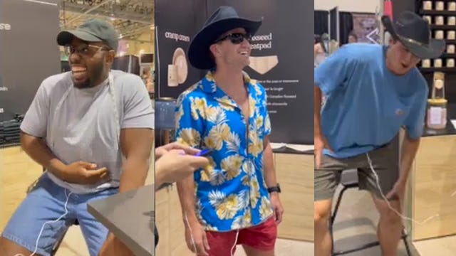 Watch as men experience period pain with a menstrual cramp simulator