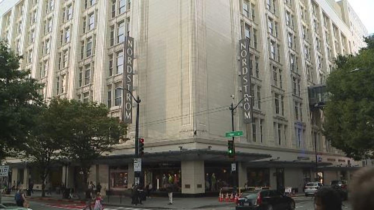 Window shot during attempted burglary at downtown Seattle Nordstrom