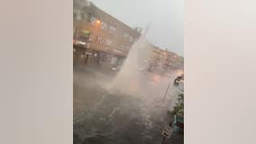 INCREDIBLE VIDEO: Water jets into the air as Chicago is hit by flooding
