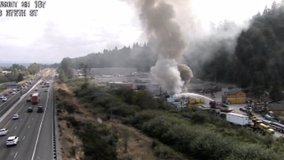Large fire burned at recycling yard in Pacific near SR 167