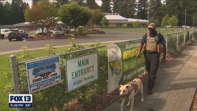 Armed veteran patrols outside North Thurston Public Schools in response to Uvalde shooting