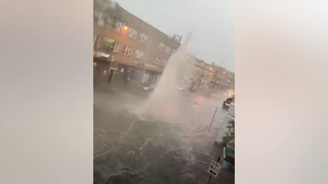 INCREDIBLE VIDEO: Water jets into the air as Chicago is hit by flooding